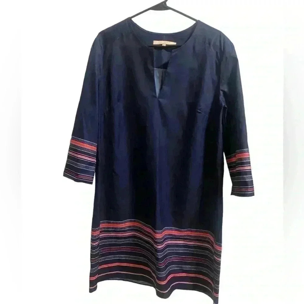 Hutch Navy Blue And Striped Lightweight Dress Size Large